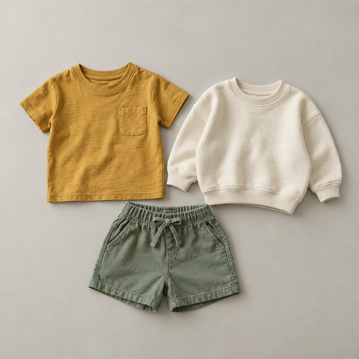 Children’s T-shirt, shorts and sweatshirt