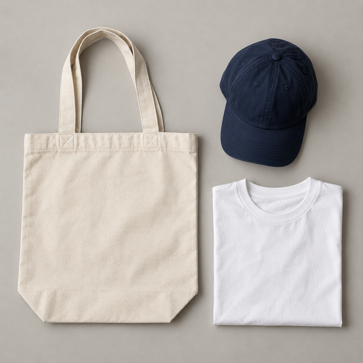 Canvas tote, cap and promotional T-shirt